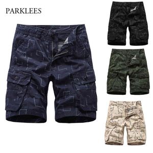 Print Men Shorts Casual Cargo Work Beach Mens Short Pants Loose Zipper Multiple Pockets Outdoor Jogger Oversize Fashion Short 210524