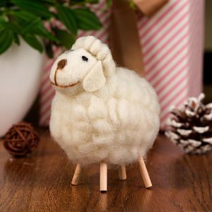 Dekoracje świąteczne Handmade Cute Owce Miniaturowe Dekoracji Drzewo Wiszące Ornament Statua Figurki Party Akcesoria Navidad Boże Narodzenie