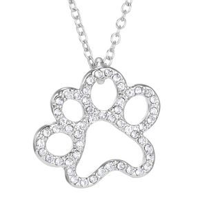 Footprint Dog Cat Paw Wisiorek Kobiety Naszyjnik Rhinestone Pet Animal Cute Biżuteria Akcesoria Prezent Party Unisex Moda