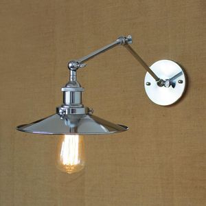 Lampada da parete moderna industriale in ferro moda meccanica braccio oscillante regolabile luci loft cromate corridoio per la camera da letto del laboratorio domestico