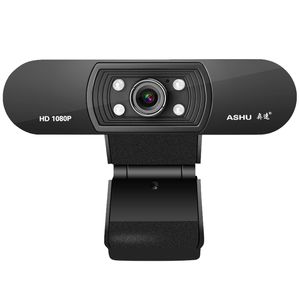 Ashu H800 Full HD Video Webcam 1080P HD Camera USB Webcam Focus Night Vision Computer Web Camera with Built-in Microphone