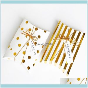Gift Event Festive Supplies Home & Gardengift Wrap 5 Pieces Gold Dot Wedding Box Striped Baby Shower Party Gifts Chocolate Candy Bag With Ta