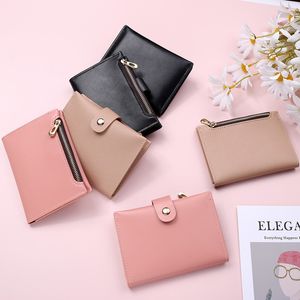 Mode Luxus Frauen Brieftasche Feste Farben Leder PU Haspe Reißverschluss Kurztasche kleiner Kartenhalter Brieftaschen Münzkarten Multi-Card