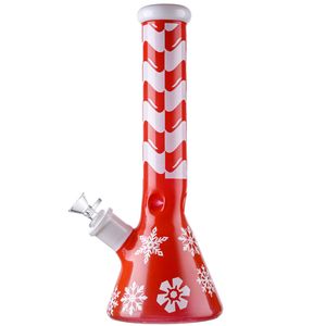 Julstil Hookahs Xmas Big Beaker Bong Rak Tube Snowflake Vattenrör Is Knippa 7mm Tjock Glas Bongs med Skål Diffused Downstem Rökning Rör