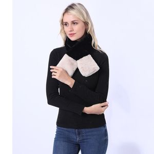 Imitation Sete Rabbit Fur Ball Plush Small Scarf Versatile Wool Collar Female Autumn And Winter Thickened Warm Solid Color 211207