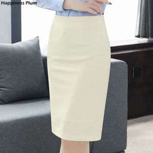 Gonna a tubino da donna elegante Nuova moda stile coreano OL Plus Size Vita alta Lunghezza al ginocchio Gonna aderente da lavoro per ufficio X0522