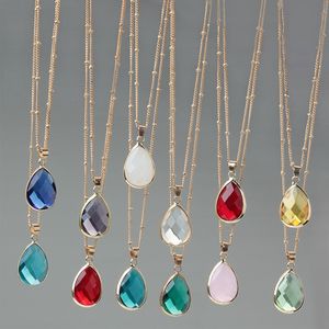 12 cores birthstone drop drop pingente de lastro de vidro cristal de cristal colar mulheres jóias