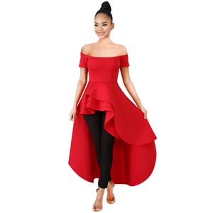 Mulheres de festa de Natal Vestido Alto Low off Ombro ASSYMMETRY Vestidos Vermelhos Plus Size Branco Black Night Out Roupas Amarelas Roupas 210416