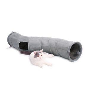 S Shape Collapsible Cat Tunnel Toys Play Durable Suede Hideaway Pet Crinkle with Ball 10.5 Inches in Diameter 211122