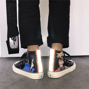 Toptan 2021 Moda Koşu Ayakkabıları Sneakers Erkek Kadın Eğitmenler Yüksek Kesim Tuval Ayakkabı Graffiti Siyah Beyaz Tasarımcı Spor Boyutu 36-44 37-D39
