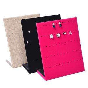 Jewelry Frame Red Black Beige Velvet Earrings Holder Earring Display Stand shelf Show Case Organizer 211105