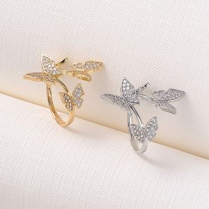 Delicate en mooie schattige luxe sieraden ringen Sterling Silverrose Gold Fill Opening Regelbare A CZ Wedding Band Butterfly Ring B3