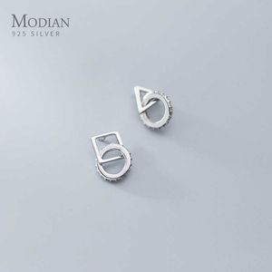 Square Triangle Asymmetry Drop Earring for Women 925 Sterling Silver Geometric Round Dangle Fine Jewelry Gift 210707