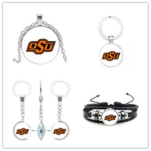 Wholesale university jewelry resale online - Charm Bracelets University Sport Bracelet Football Oklahoma Charms Athletics Keychains Necklace DIY Jewelry For Man Woman Fans