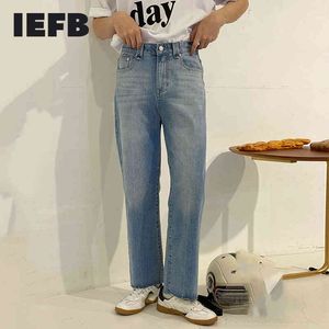 IEFB мужские брюки промытые черные джинсы мужские классические повседневные свободные корейские прямые широкие джинсовые брюки голубые джинсы винтаж 9Y6922 210524