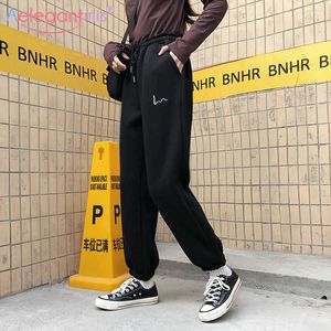 Aelegantmis Women Casual Loose Harem Pants Woman Fleece Thicken Sweatpants Female Winter Warm Long Ladies Black Trousers 210607