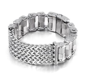 23mm 9.26 tums heavy 173g Double Franco Motorcykelkedja Armband Stor Mäns Titanium Steel Bangle Smycken