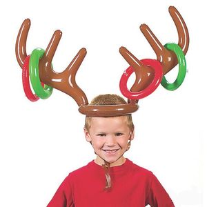 Рождественская вечеринка вручает игра надувные олени рога шляпы кольца для детей Новогодние подарочные игры Xmas Decor 1SET = 5 шт.