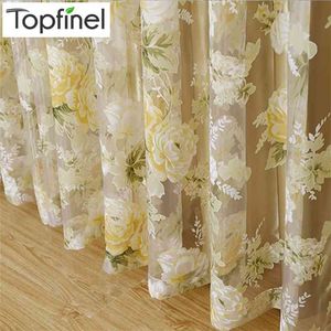 TopFinel Rose Nowoczesny Tiul do Windows Shade Sheer Curtain Tkanina do żaluzji kuchennej Salon Sypialnia Zabiegi okna 210913