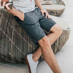 Kuegou Bomull Solid Färg Mäns Shorts Sommarbyxor Micro Stretch Casual Slim Fashion Shorts För Män Plus Storlek KK-2920 210629