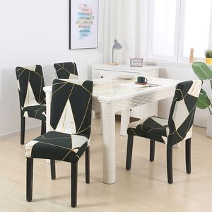 String Printed Stretch Chair Cover For Dining Room Office Banquet Chair Protector Elastic Material Armchair Covers