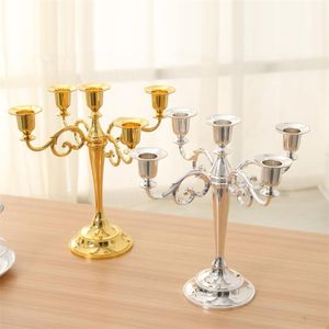 Silver/Gold/Black/Bronze Metal Candle Holder 5-arms/3-arms Candlestick Candle Stand Wedding Candelabra Drop 210722