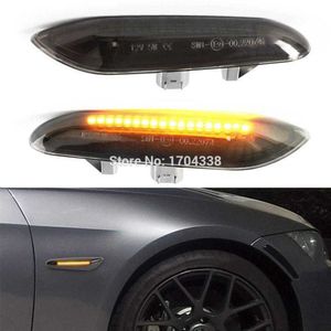 2x Bursztynowy LED Znacznik Side Turn Signal Light for BMW E90 E91 E92 E93 E46 E53 X3 E83 x 1 E81 E81 E82 E87 E88 E81 E82 E87 E88 Soczewki Seens Black Style Nowy Przyjeżdżający samochód