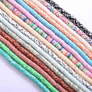6mm 15Colors Flat Round Polymer Clay Clay Disco Sorriso Espaçador Handmade Beads para Colar DIY Bracelet Acessórios
