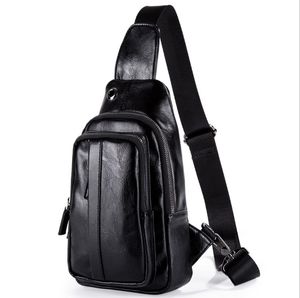 PU Leather bags Men's Sling Chest Day Pack Back Vintage Casual Messenger Cross Body Cowhide Shoulder Bag