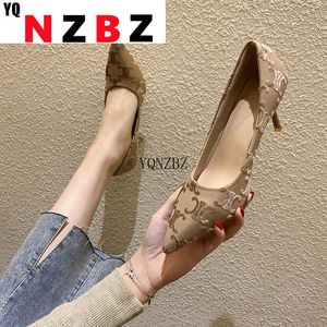 Dress Shoes Beige Pink Blue Summer Women's Thin High Heels Pointed Toe Shallow Mouth Fashion 2022 Breathable Zapatos De Mujer Tacon Bajo
