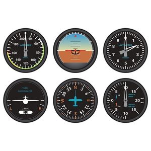 Set mit 6 Flugzeug-Avionik-Instrumenten, Untersetzern, Flugzeug-Flugmessgeräten, Flugtafel, Navigator, Heimdekoration, Pilotengeschenk 210817