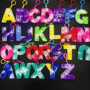 26letters / conjunto de natal fidificação de natal sensorial poppers poppers poppers kid quebra-cabeça brinquedos chaveiro forma alfabeto forma empurrar bolhas letras keychain brinquedo