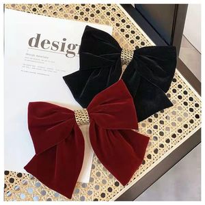 Upgraded velvet bow hair hairpin women's large back of head super immortal soft collapse headdress top clip hairpin
