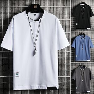 Mens manga curta T Shirt Hip Hop Homens Causal Sólido Tshirt O-pescoço Verão Solto Top Tees Harajuku Moda Marca Roupas Homens T-shirts