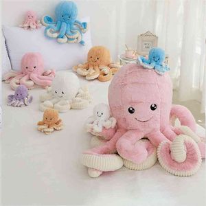 Creative Feather Bomull Färgad Stor Octopus Male Bläckfisk Plysch Toy Doll Pillow Mängd är preferens 210728