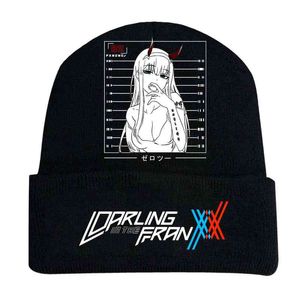 DARLING in the FRANXX HIRO ZERO TWO Black Hip Hop Knitted Masked Hat Brimless Pullover Cap Headgear Helmet