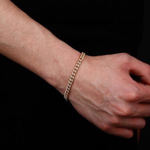 Länk, Kedja Hip Hop Personlighet 5mm Mäns Armband Zircon Stones Gold-Plated Cuban Link Gold Sliver Colors Gift