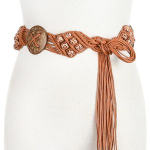 Belts Women Fashion Belt Hip High Waist Fringes Boho Knitted Rope Wooden Beads Chain Clothing Accessory