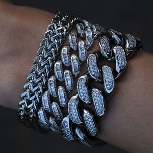 Diamonod zirkon kubansk kedja armband smycken set koppar guld länk kedjor armband armband hip hop rap mode för män kvinnor kommer och sandy drop ship service