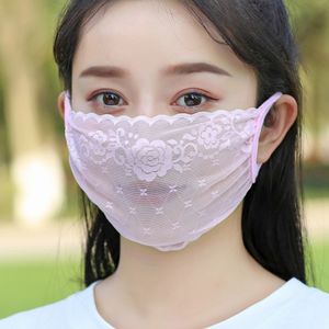 レースマスク女性氷夏の薄い日焼け止めの顔ベール通気性抗紫外線シングル二重洗える調節可能なT2UV720