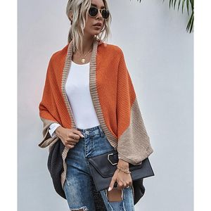 Milhas femininas Tees Tees Patchwork Manga Batwing Mulheres Solta Camisola Cardigan Feriado Knitwear Oversize Inverno Casaco Long Cardigans