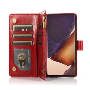 Multi Card Slots Case Flip Zipper Läderfodral till iPhone 13 Pro Max 7 8 Pluse SE 2020 S20FE S20 Ultra Multi-Functional Wallet Fodral
