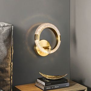 Moderne minimalistische runde goldene Wandlampe Wohnzimmer Sofa Hintergrund Wandlampen neben Schlafzimmer Ganglichter