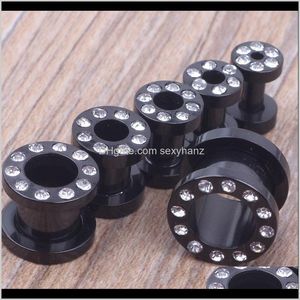 Plugs & Tunnels Drop Delivery 2021 50Pcs/Lot Mix 3-10Mm Acrylic Black Ear Plug Piercing Crystal Flesh Tunnel Body Jewelry Jrsi8