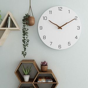 Duvar Saatleri-Wooden Saat Için basit Modern Tasarım Oturma Odası Nordic Kısa Ahşap Beyaz İzle Ev Dekor Sessiz