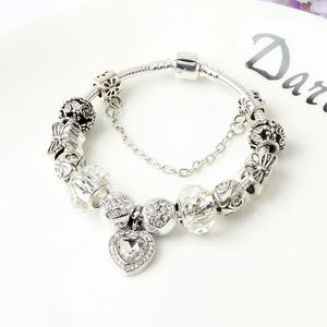 White Love pendant bracelet DIY Strands handmade glass beads string jewelry creative Valentine's Day gifts wholesale