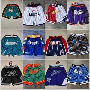 Herren All Team Basketball Short USA Fan Sport genähte Shorts Baseball Hip Pop elastische Taille Hose mit Tasche Reißverschluss Jogginghose