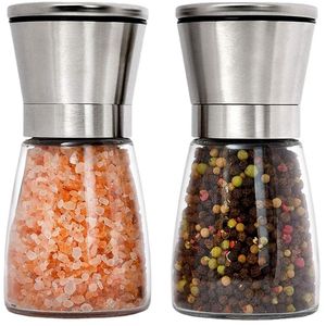 Ręczny młynek do soli i pieprzu ze stali nierdzewnej młynek do butelek z przyprawami szklany akcesoria kuchenne narzędzie Premium młynek do soli T500801