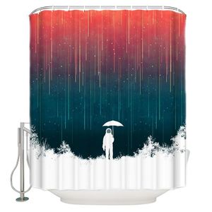 シャワーカーテン流星の降雨余分な長い生地のバスルームの装飾セットフック付き