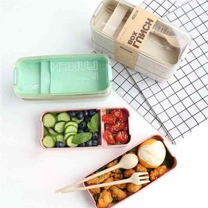 Eco amigável almoço recipiente bento caixa japonesa bento lancheira para crianças armazenamento recipiente de alimentos food caixa saudável 210818